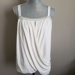 Anne Klein draped and beaded jersey top size L